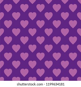 Pattern with hearts. Flat Scandinavian style for print on fabric, gift wrap, web backgrounds, scrap booking, patchwork  Different shades of beautiful purple. Scalable vector illustration