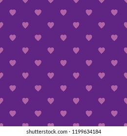 Pattern with hearts. Flat Scandinavian style for print on fabric, gift wrap, web backgrounds, scrap booking, patchwork  Different shades of beautiful purple. Scalable vector illustration