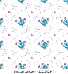 Pattern with hearts and flowers2