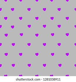 A pattern of hearts. Gray background, fuchsia heart color. Good for packaging, banner, postcards. Simple seamless pattern.