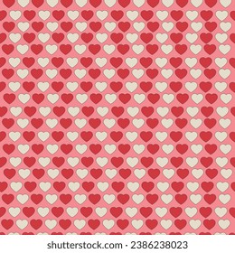 Pattern with hearts. Groovy lovely backgrounds. Love concept. Happy Valentines day greeting card. Funky pattern and texture in trendy retro 60s 70s cartoon style. Vector seamless pattern