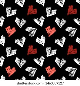 Pattern of hearts hand drawn vector sketch. Seamless hand drawn heart art background. Romantic symbols for love greeting valentines elements.