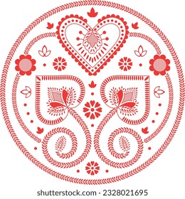 Pattern with hearts mexican embroidery
