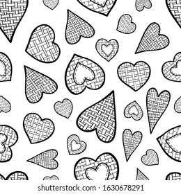 pattern hearts monochrome contour graphic seamless day valentine wrap isolate wallpaper vector banner background
