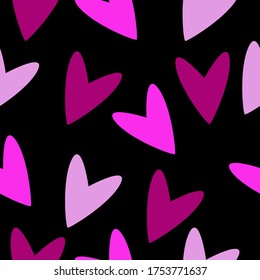 pattern of hearts on a black background. vector illustration