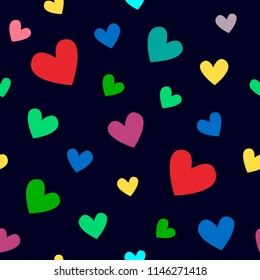 Pattern of hearts on a dark blue background