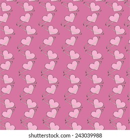 pattern with hearts on a pink background. vector