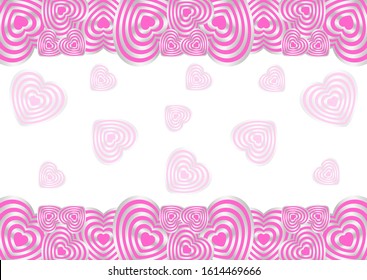 Pattern of hearts on a white background .Vector graphic. 