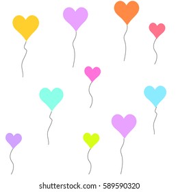  Pattern with hearts on white background. Vector illustration