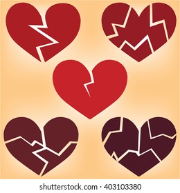 Pattern of hearts on a yellow background in grunge style