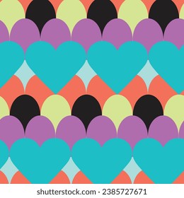 pattern of hearts and ovals multicolored