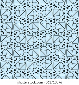 Pattern with hearts in panties. Valentine's day background.
