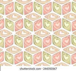 pattern of hearts in pastel colors. Background