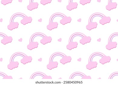 Pattern hearts and rainbows for st Valentines day design. Good for deign cards, banners, posters, covers, prints, wrapping, surfaces. Festive design. Cute background for Valentine. Coquette style