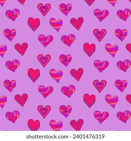 Herzmuster im Retro-Stil für den Valentinstag. Vektorgrafik