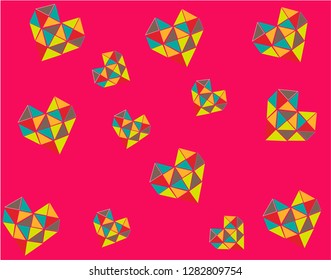 pattern of hearts from rhombuses on a pink background