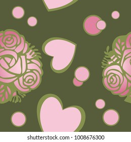 Pattern with hearts and roses for the wedding, birthday and the holy valentine.