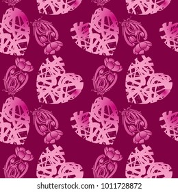 Pattern with hearts and roses for the wedding, birthday and the holy valentine.