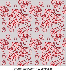 Pattern with hearts and roses for the wedding, birthday and the holy valentine.