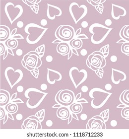 Pattern with hearts and roses for the wedding, birthday and the holy valentine