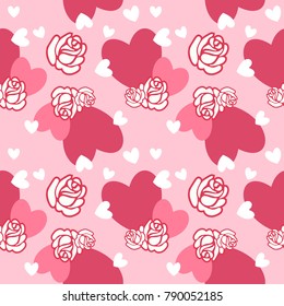 Pattern with hearts and roses for the wedding, birthday and the holy valentine.
