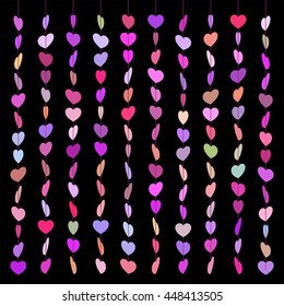 pattern hearts skewered like beads on line fullcolor on black