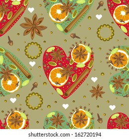 pattern with hearts and spices