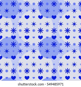 pattern with hearts, stars and snowflakes