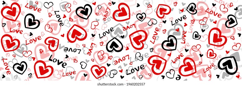 pattern with hearts and text, backgrounds with hearts 