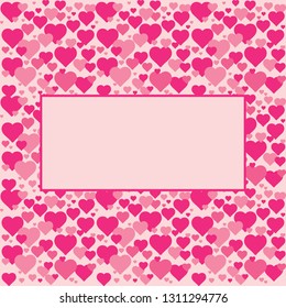 Pattern of hearts, that make a frame, Valentine's day illustration, Mother's day card, banner, weddings, love banner, with place for text