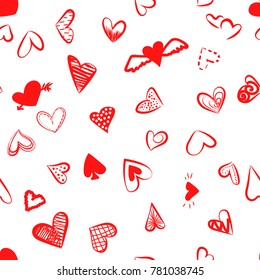 a pattern of hearts for Valentine's day. painted red  hearts