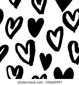 Pattern of hearts vector sketch for Valentine day design. Seamless heart art background hand drawn by marker or felt-tip pen drawing. Romantic symbols for love greeting valentines elements