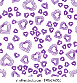 pattern with hearts. violet hearts. wallpapers. vector flat illustration