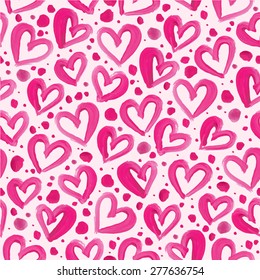 Pattern hearts watercolor background for textures. Abstract watercolor background vector