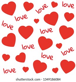 pattern with hearts and and the words "love"