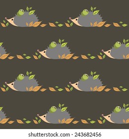Pattern with hedgehogs. Vector