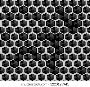 Pattern hexagon honey comb black color abstraction print vector