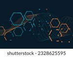 Pattern Hexagon and Line or Sales, Horizontal Poster, Header, Cover, Social Media, Fashion Ads. Abstract Design for innovation Technology, Science, Healthcare, Medicine. Molecules Dna, Atom, Neuron