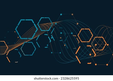 Pattern Hexagon and Line or Sales, Horizontal Poster, Header, Cover, Social Media, Fashion Ads. Abstract Design for innovation Technology, Science, Healthcare, Medicine. Molecules Dna, Atom, Neuron