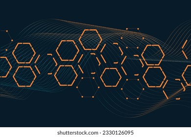 Patrón Hexagón y Línea o Ventas, Afiche horizontal, Encabezado, Cobertura, Medios Sociales, Anuncios de Moda. Resumen Diseño para la innovación tecnológica, científica, sanitaria y médica. Adn Molécula Concepto.