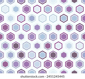 Muster aus sechseckigen Formen. Sechseckige fette Mosaikzelle mit Polsterung und inneren festen Zellen. Sechseckige Zellen. Farbpalette für mehrere Töne. Nahtloses Muster. Kachelbare Vektorillustration.