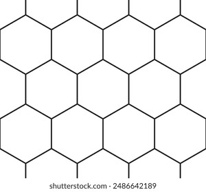 Pattern of hexagon shapes. Simple hexagon grid. Large hexagons. Seamless tileable vector illustration.