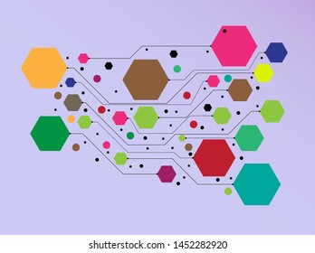 pattern hexagon vector concept, Hexagon color vector design, hexagon shape on blue background.