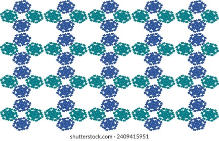 patrón con flores hexagonales, estructura simple de dos estrellas de color azul y verde y diseño de flor retro brillante para pintura de tela o camiseta