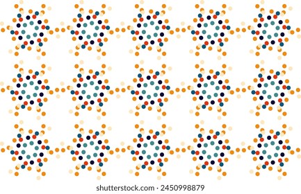 patrón con flores hexagonales, pintura de punto de color vintage como estructura simple de flor estrella y diseño de flor retro brillante para impresión de tela o pintura de camiseta
