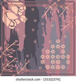 Diseño de motivos hijab con diseño de follaje abstracto. color pastel. Inspiración en el diseño vectorial del patrón de bufanda de seda