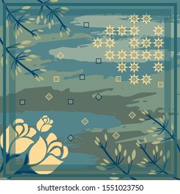 Pattern of hijab motif design with abstract foliage design. pastel color. Silk scarf pattern vector design inspiration