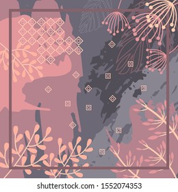 Pattern of hijab motif design with abstract foliage design. Silk scarf pattern vector design inspiration