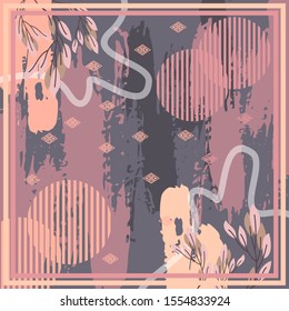 Pattern of hijab motif design with abstract foliage design. pastel color. Silk scarf pattern vector design inspiration