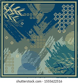 Pattern of hijab motif design with abstract foliage design. Silk scarf pattern vector design inspiration